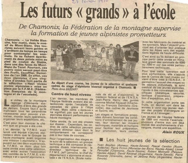sélection jeunes alpinistes